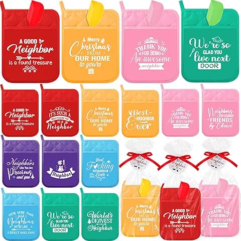12 Christmas Neighbor Gift Sets with Pot Holders and Spatulas