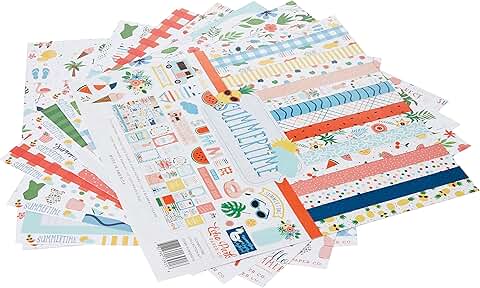 Summertime Collection Kit Paper, 12x12 Inches, Multicolor