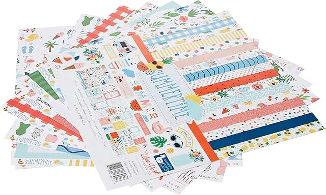 Summertime Collection Kit Paper, 12x12 Inches, Multicolor