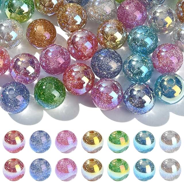 35Pcs 7-Color Iridescent Resin Bubblegum Beads
