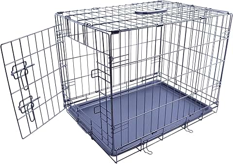 Foldable Metal Dog Crate with Tray, 24x16.7x19 Inches