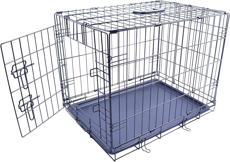 Foldable Metal Dog Crate with Tray, 24x16.7x19 Inches