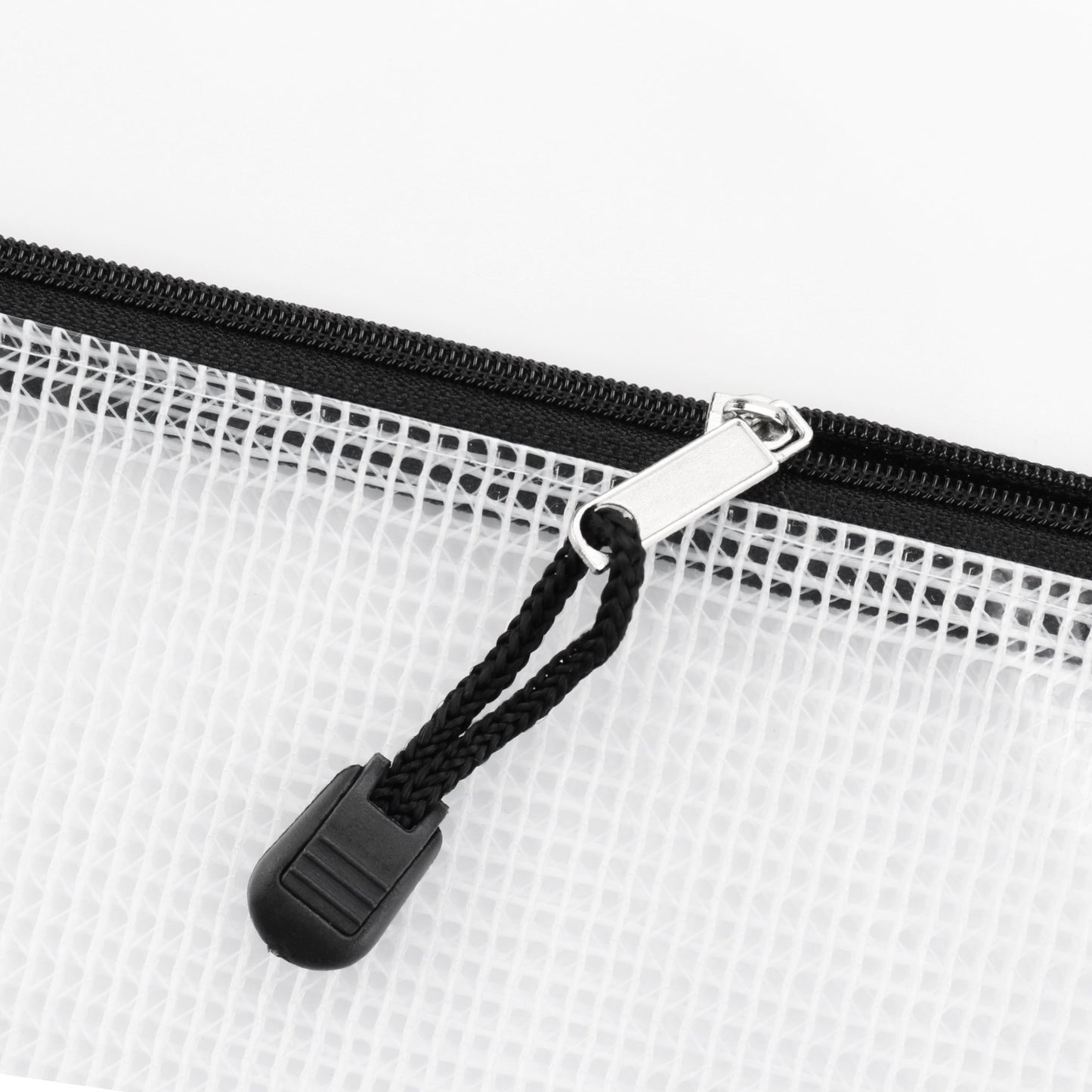 12 Black Mesh Zipper Pouches with Grid, 6 Sizes