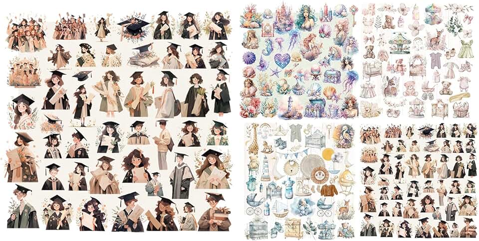 Five Packs of Vintage Translucent Stickers and Ephemera