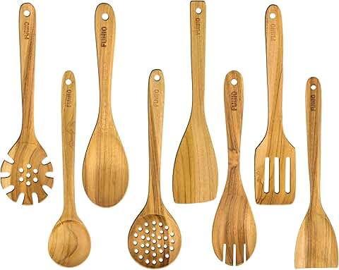 Wooden Spatula and Spoon Set for Cooking and Serving