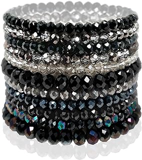 Colorful Crystal Beaded Stretch Bracelet for Women