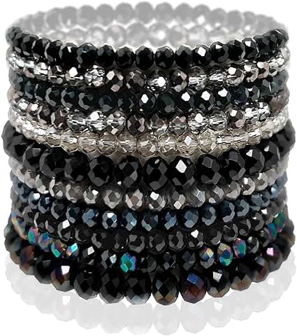 Colorful Crystal Beaded Stretch Bracelet for Women