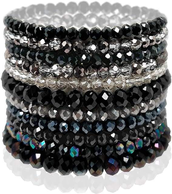 Colorful Crystal Beaded Stretch Bracelet for Women