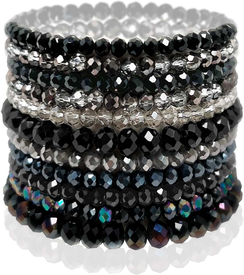 Colorful Crystal Beaded Stretch Bracelet for Women