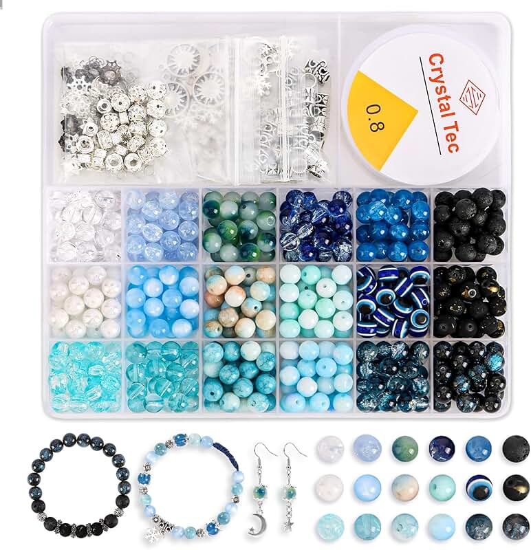 Glass Beads Jewelry Making Kit with Charms and Crystals