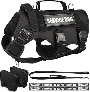 Tactical Dog Harness with Leash and Patches