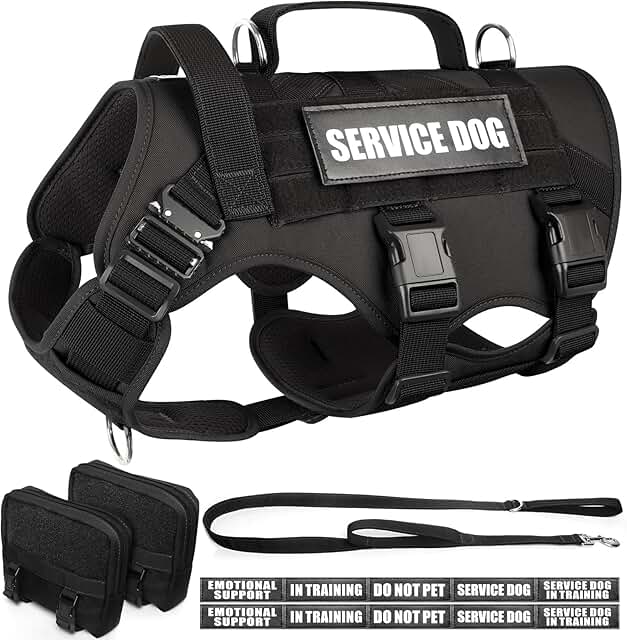 Tactical Dog Harness with Leash and Patches