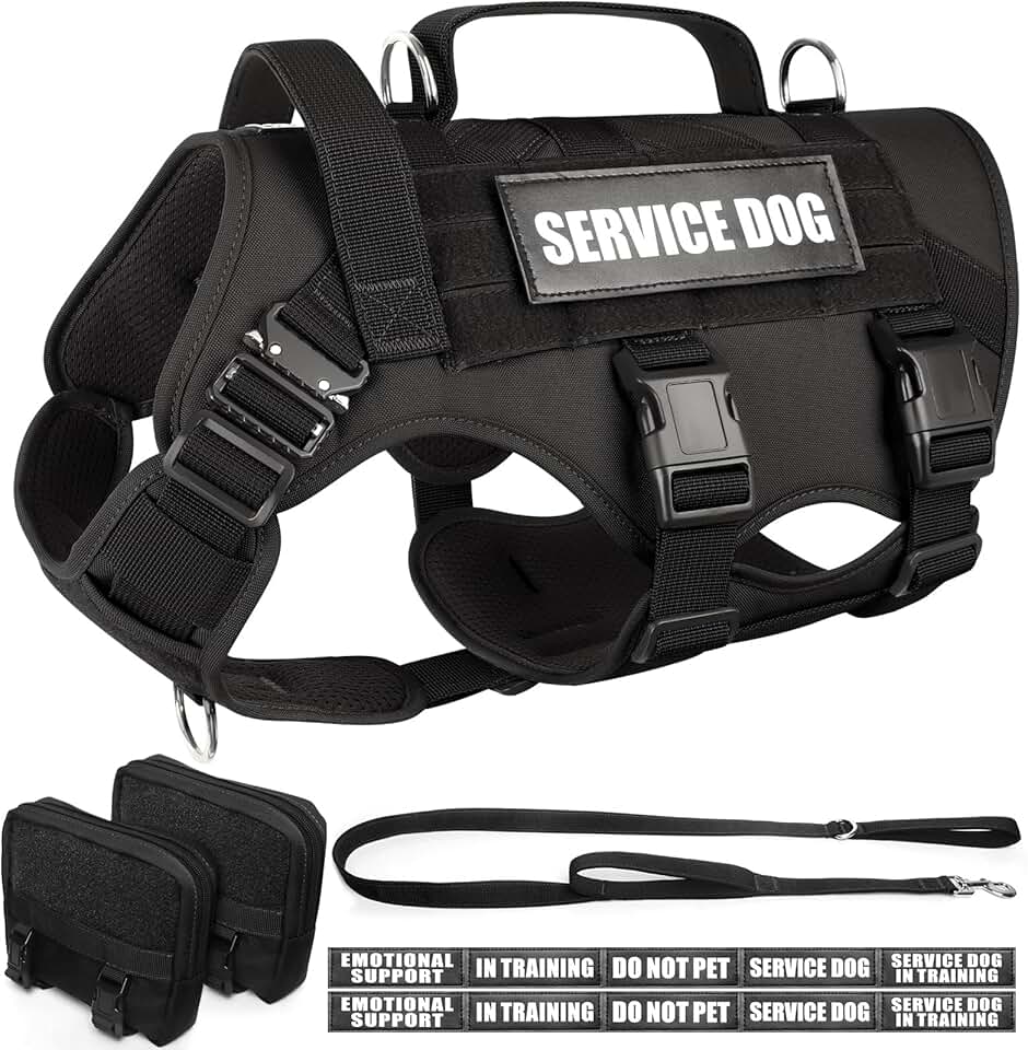 Tactical Dog Harness with Leash and Patches