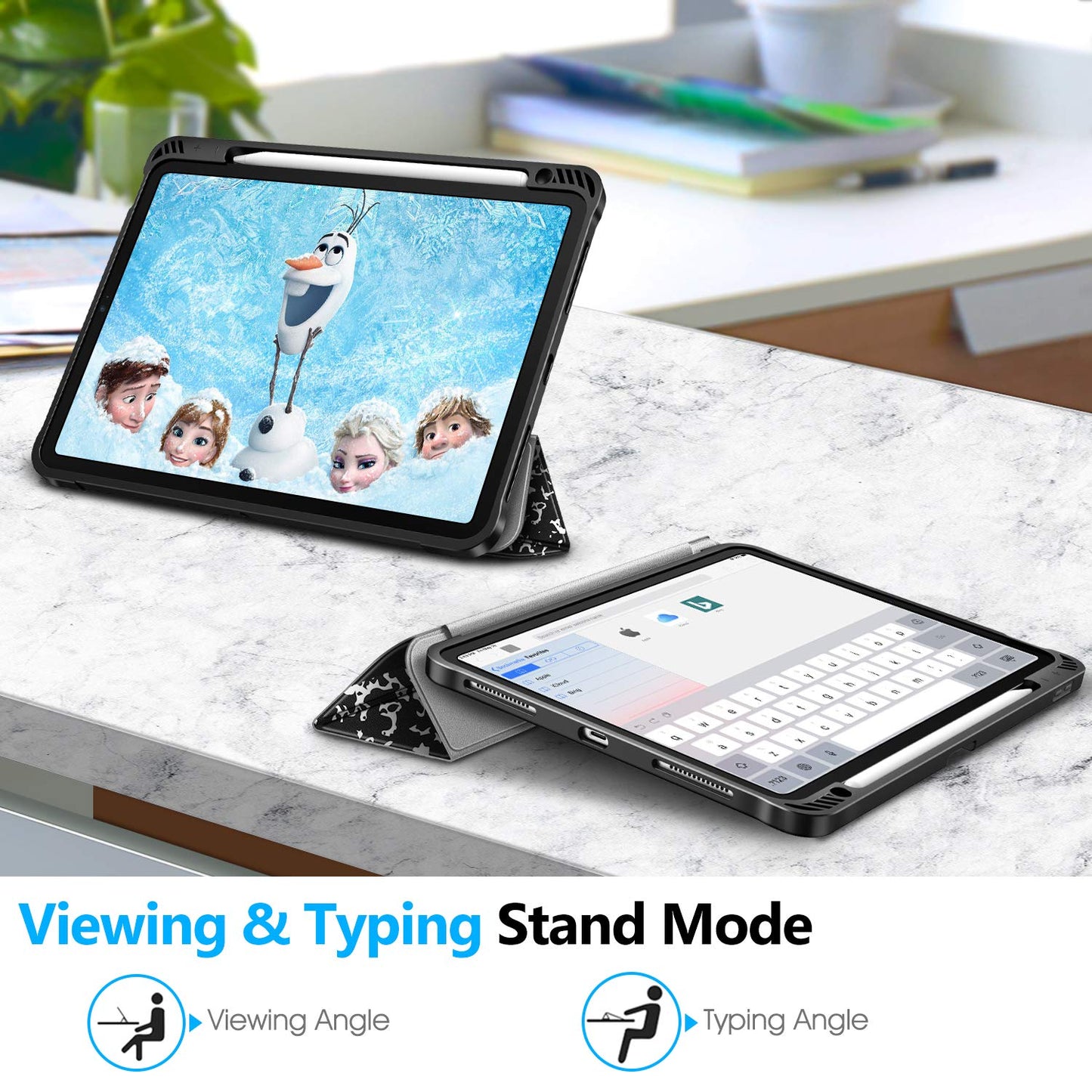 SlimShell Case for iPad Air 5th Generation (2022) / iPad Air 4th Generation (2020) 10.9 Inch - Flexible Soft TPU Stand Back Cover with Pencil Holder, Auto Sleep/Wake, Composition Book