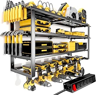 Wall Mount Power Tool Organizer with Power Strip