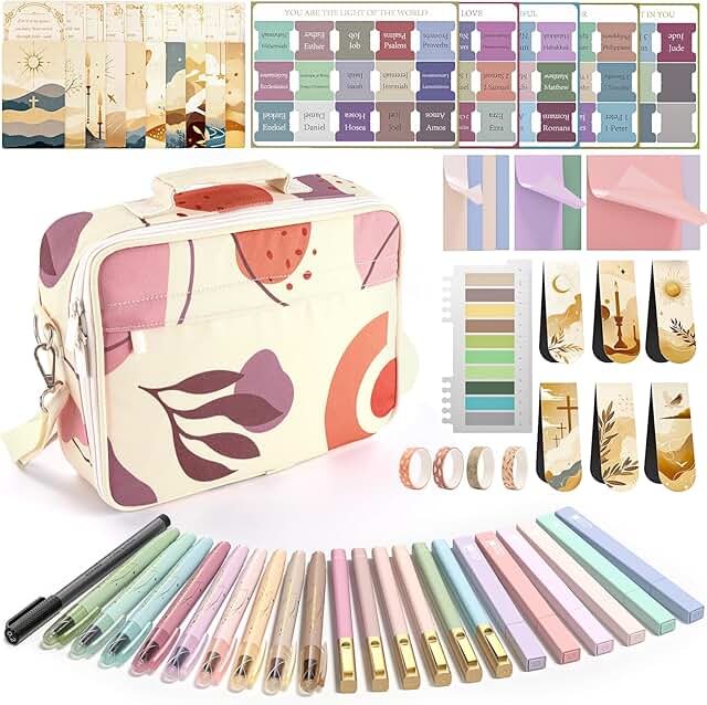 76-Piece Bible Study Supplies Kit with Case and Accessories