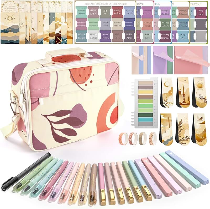 76-Piece Bible Study Supplies Kit with Case and Accessories