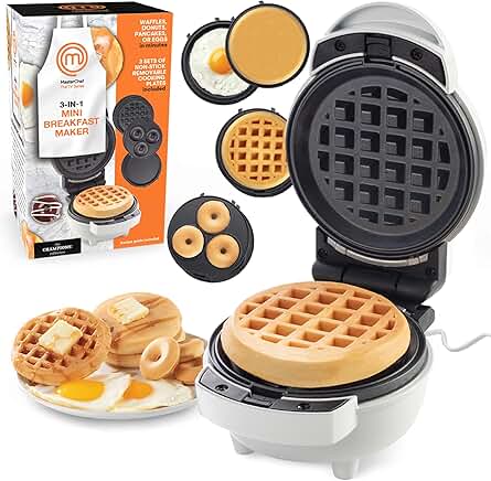 3-in-1 Mini Breakfast Maker for Eggs, Pancakes, Waffles