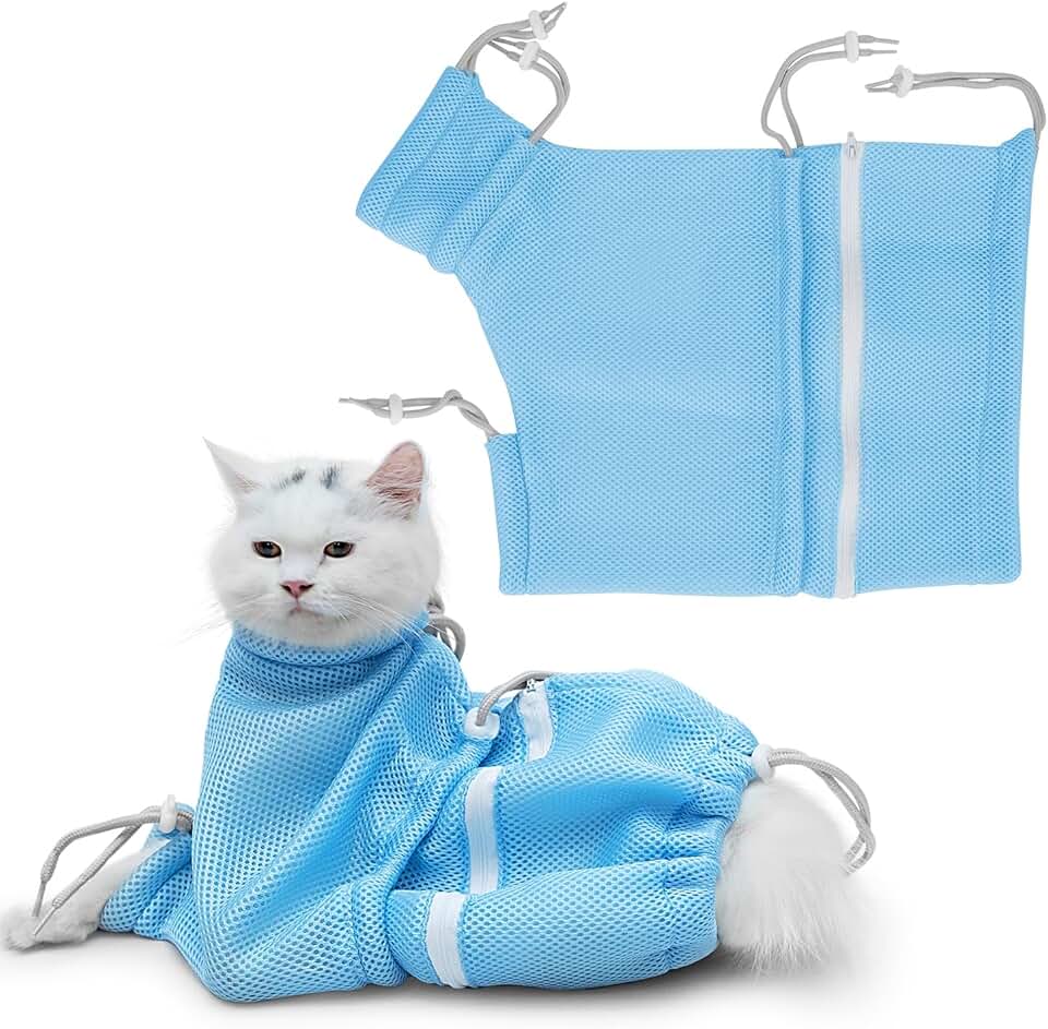 Adjustable Mesh Pet Grooming Bag for Bath and Nail Care