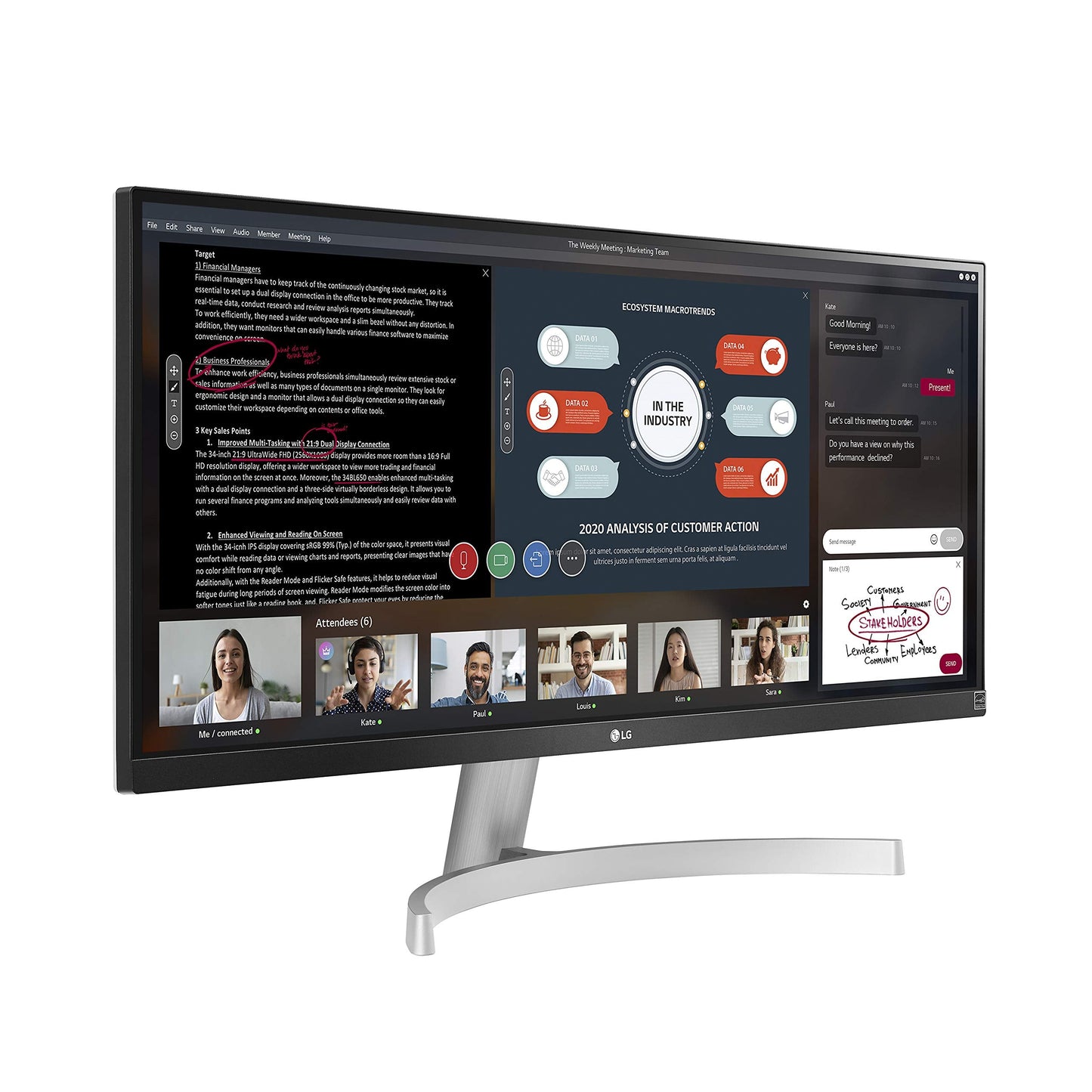 29WN600-W 29" 21:9 UltraWide WFHD IPS HDR10 Monitor with FreeSync, Silver