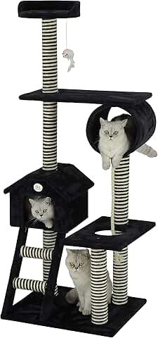 60-inch Tall Cat Tree with Scratching Posts and Toys