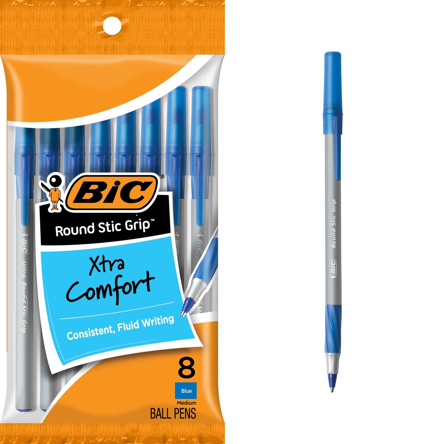 Blue medium point ballpoint pens, 8-pack