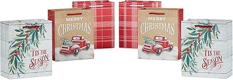 Set of 6 small rustic Christmas gift bags