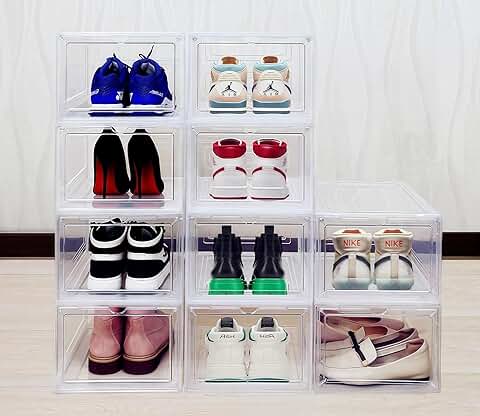 10 Clear Stackable Shoe Storage Boxes
