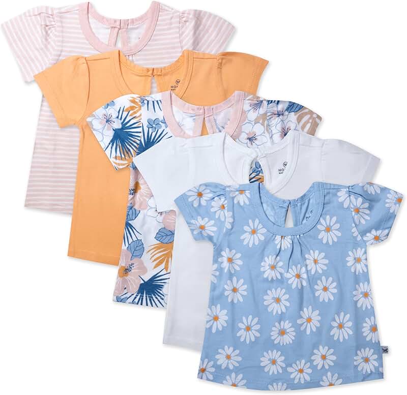 Five Organic Cotton Puff Sleeve T-Shirts for Kids