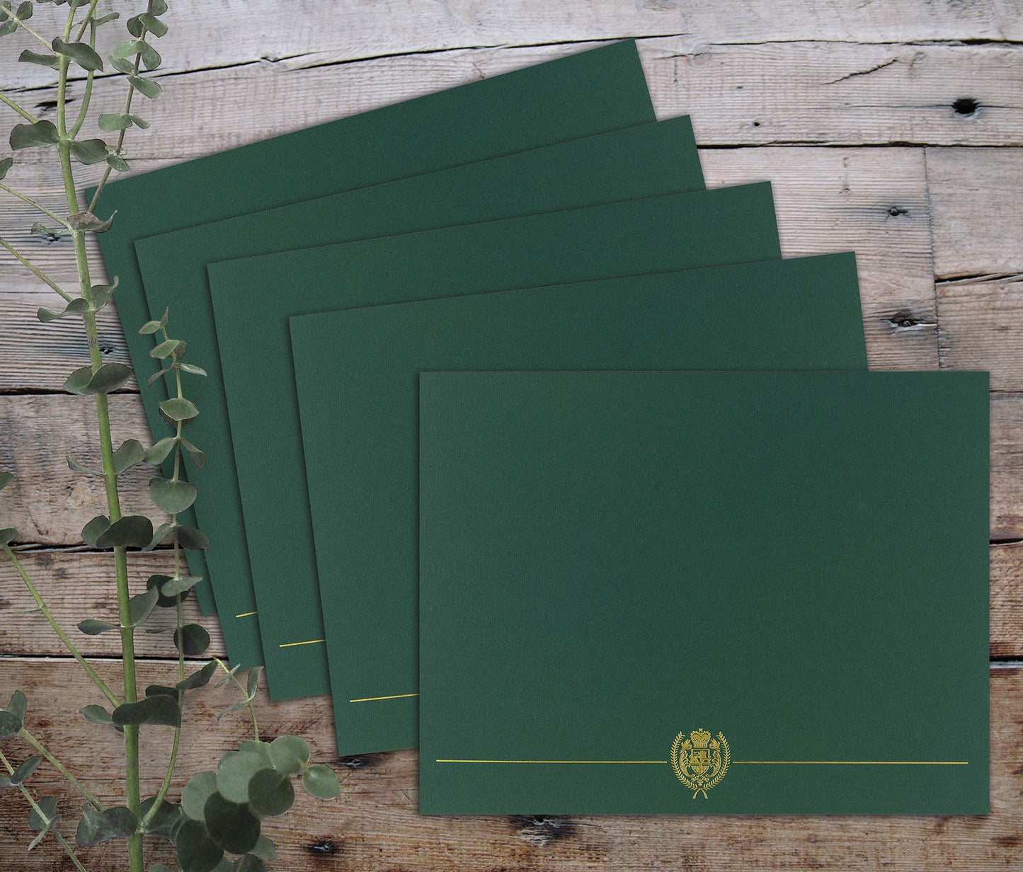 Hunter Green Certificate Cover with Gold Foil, 12" x 9.375", 5 Pack