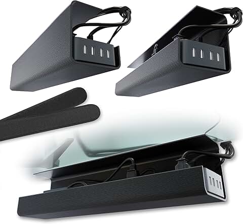 No-Screw Under Desk Cable Management Tray Set of 2