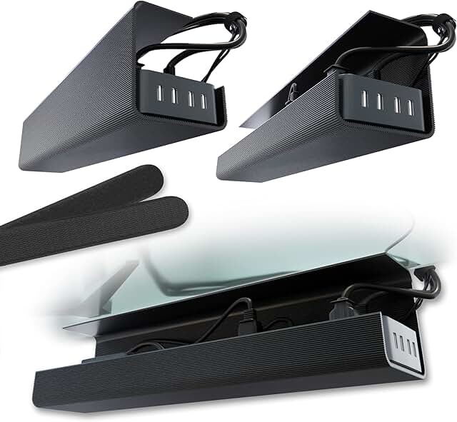 No-Screw Under Desk Cable Management Tray Set of 2