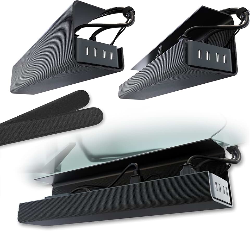 No-Screw Under Desk Cable Management Tray Set of 2