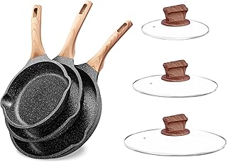 Non-Stick Frying Pan Set with Lids and Granite Finish