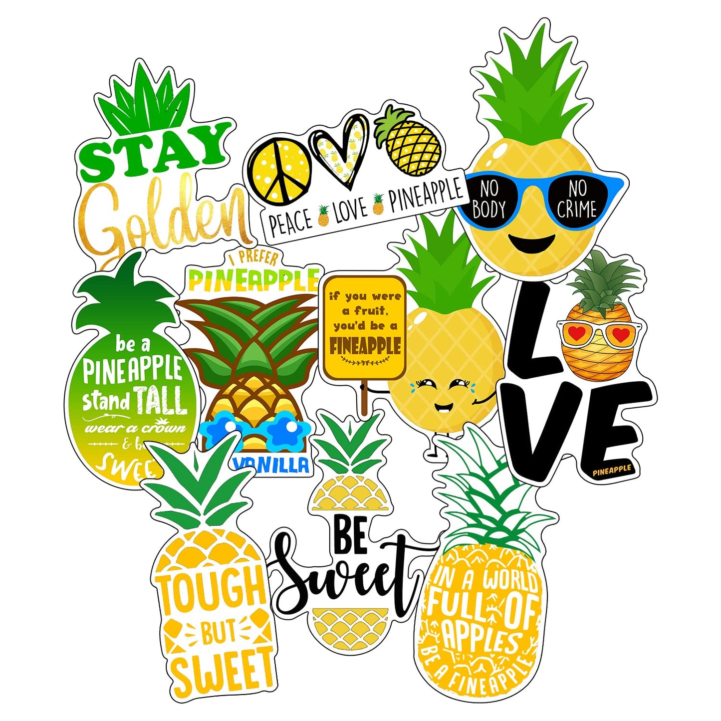 XL Pineapple Stickers for Water Bottles and Laptops