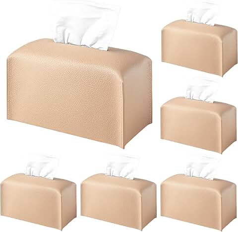 Six Beige Rectangular Tissue Box Covers