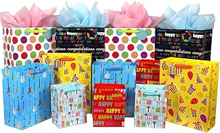 Set of 12 assorted gift bags in various sizes