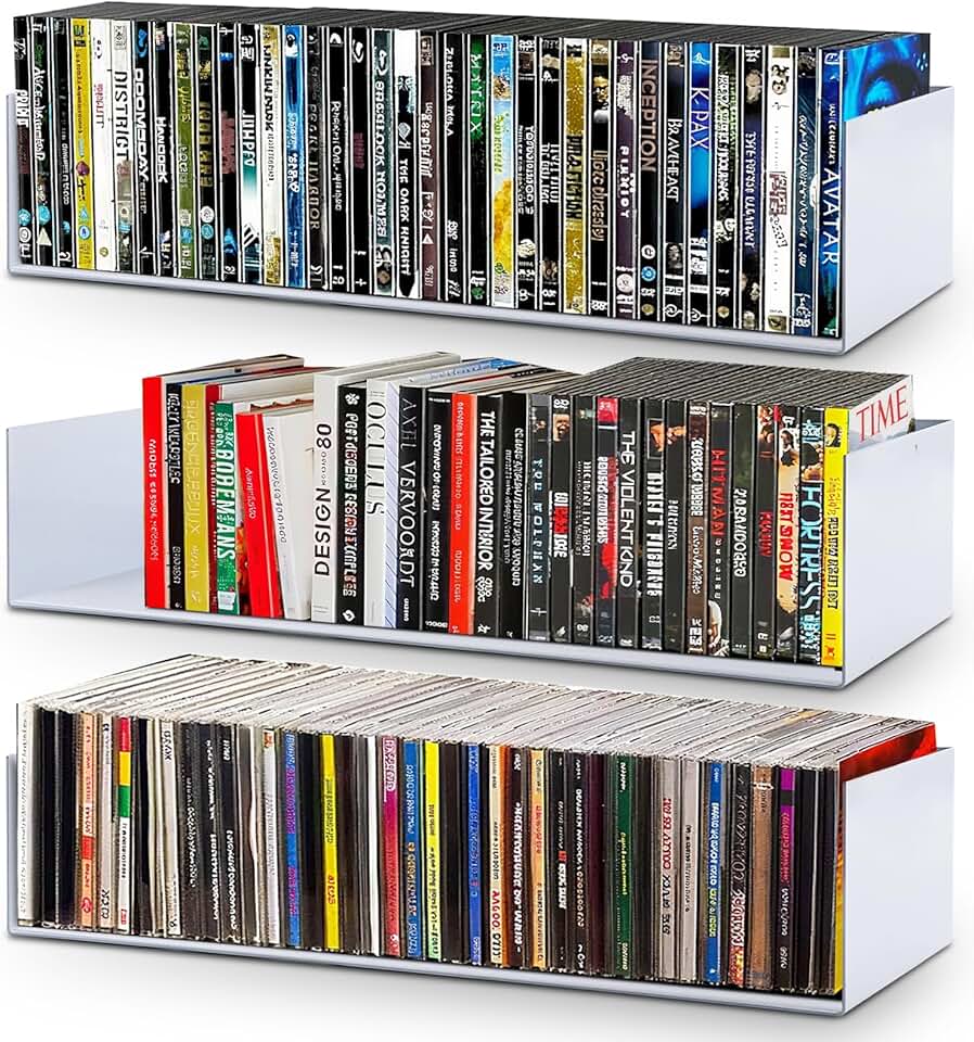 Set of 3 White U-Shape Floating Metal Shelves