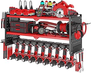 Wall Mount Power Tool Organizer with 9 Drill Holders