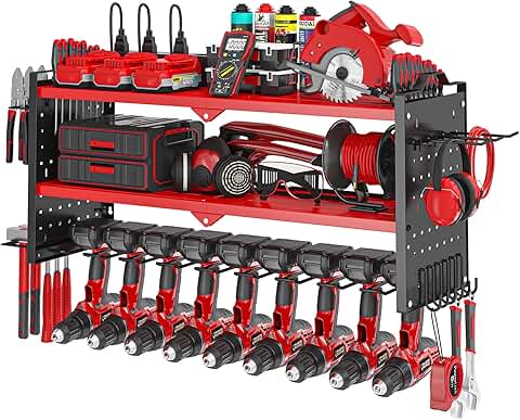 Wall Mount Power Tool Organizer with 9 Drill Holders
