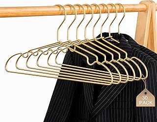 Set of 30 Gold Metal Clothes Hangers, 16.5 Inches