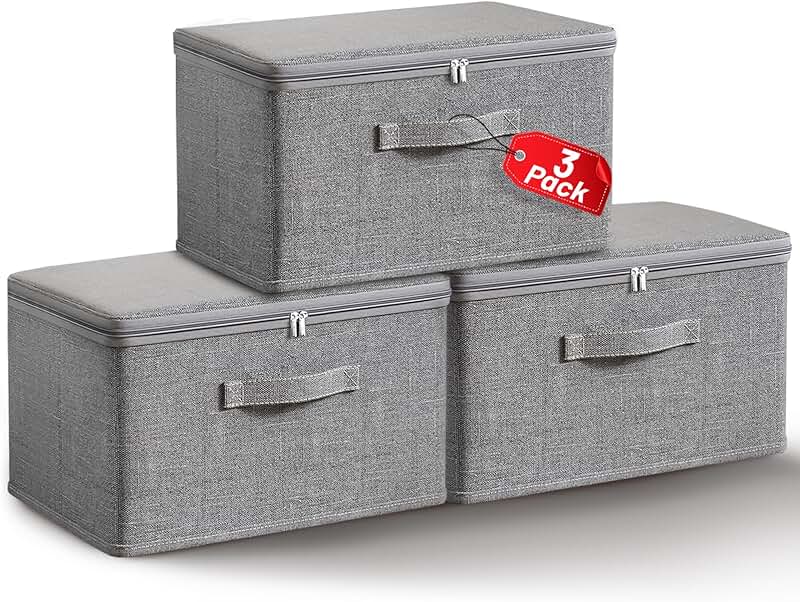 Foldable Grey Storage Bins for Home Organization