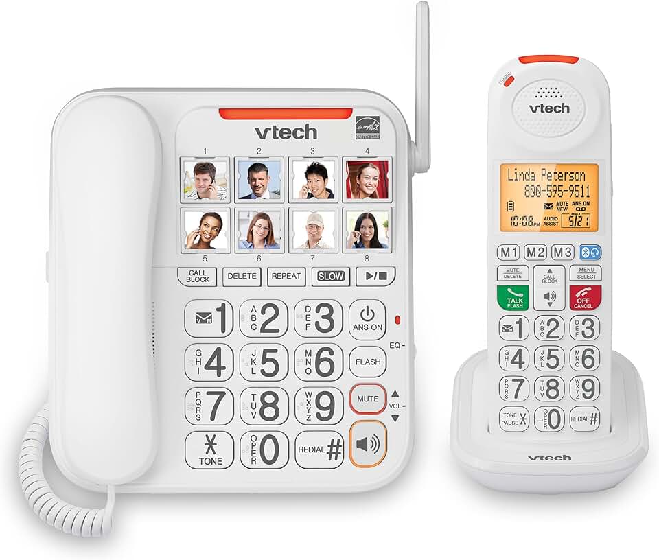 Senior Amplified Corded and Cordless Phone with Answering and Call Blocking