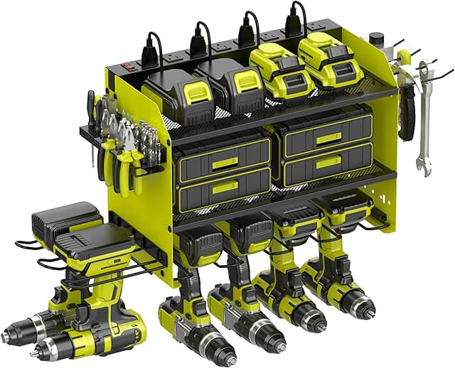 Wall Mount Drill and Tool Storage Rack