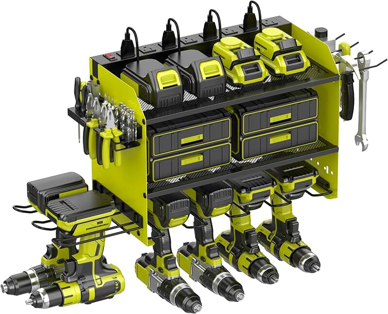 Wall Mount Drill and Tool Storage Rack