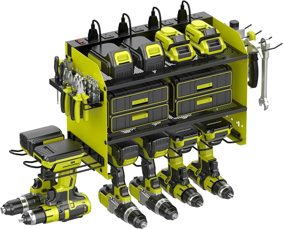 Wall Mount Drill and Tool Storage Rack