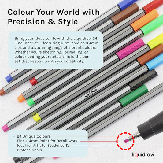 Set of 24 Fine Point Colored Pens for Journals and Art