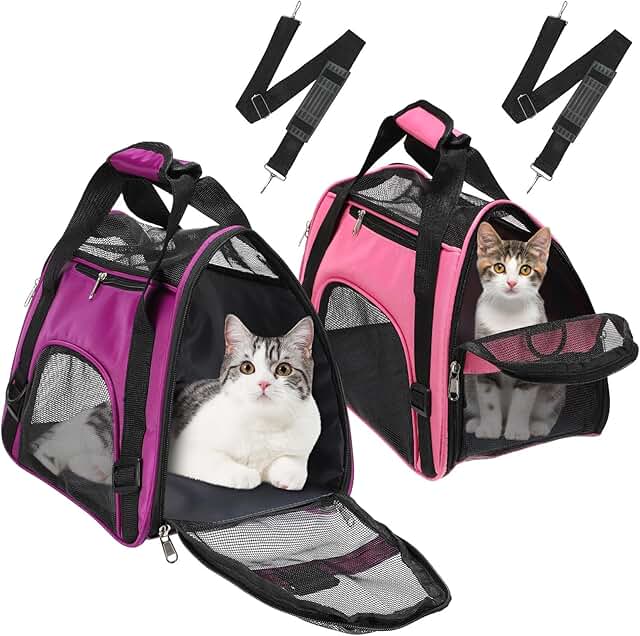 2 Pcs Soft Pet Travel Carriers for Cats and Small Dogs