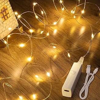 Battery-operated warm white fairy lights for decor