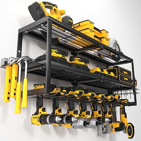 Heavy Duty Power Tool Organizer Wall Mount with Charging Shelf